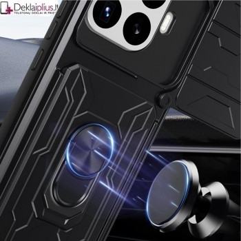 6in1 smūgiams atsparus dėklas su kortelių dėklu - juodas (Xiaomi 17T Pro)